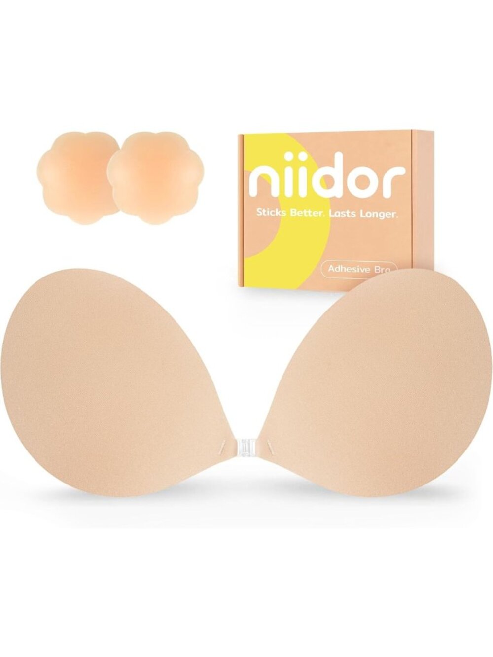 Ultra Sticky Invisible Push-Up Silicone Bra - Strapless, Reusable, Backless